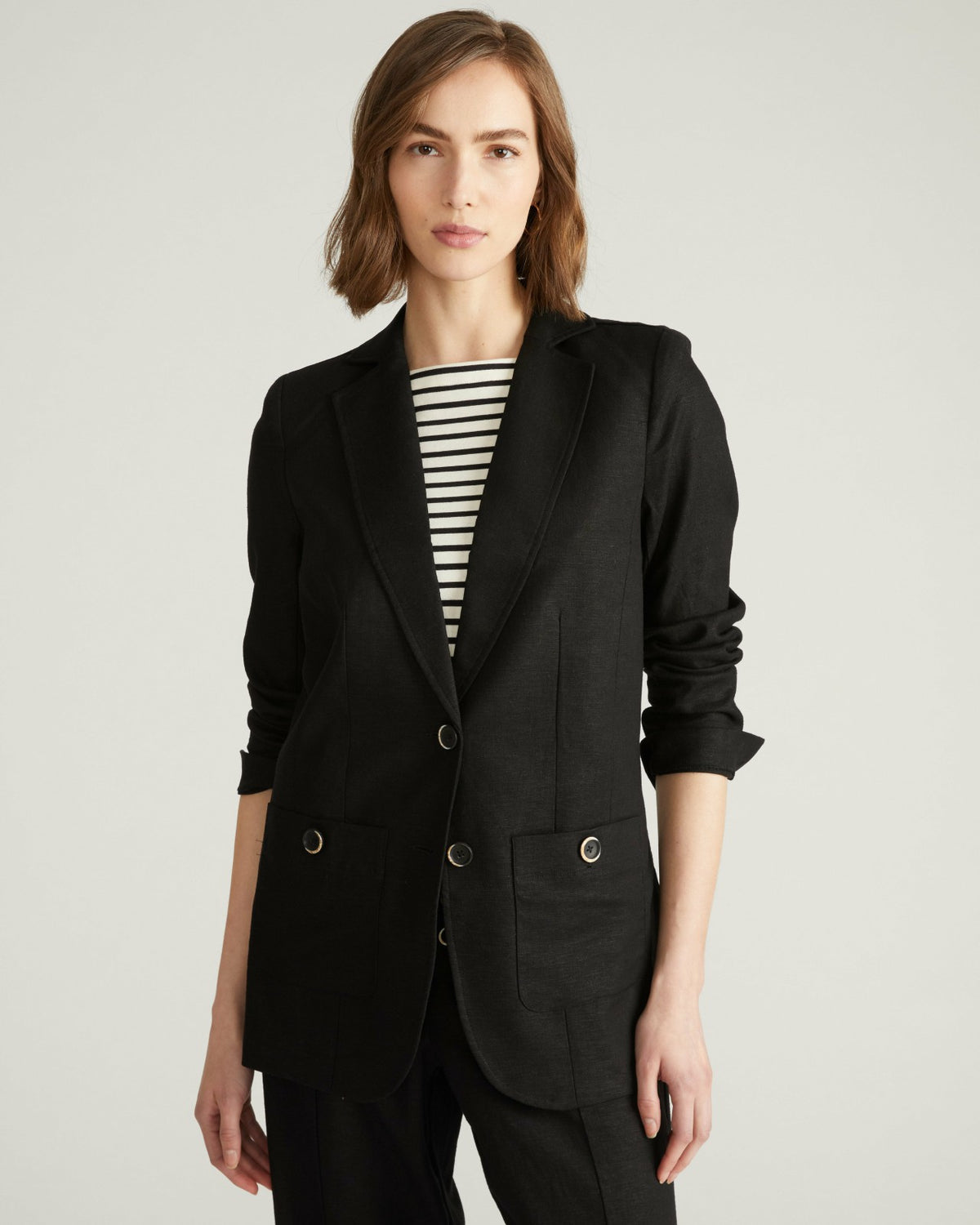 Coastal Linen Blend Blazer - Black | Universal Standard