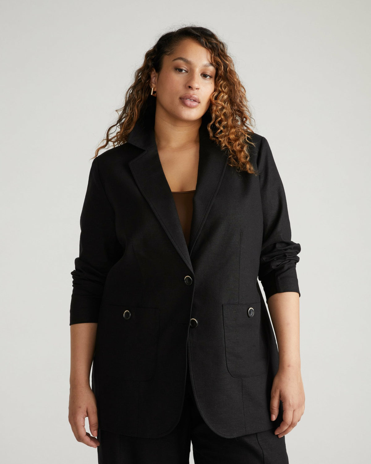 Coastal Linen Blend Blazer - Black | Universal Standard