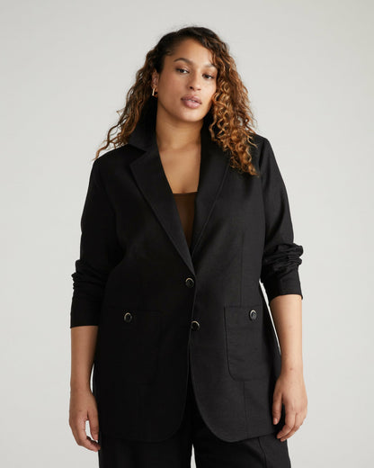 Coastal Linen Blend Blazer - Black | Universal Standard