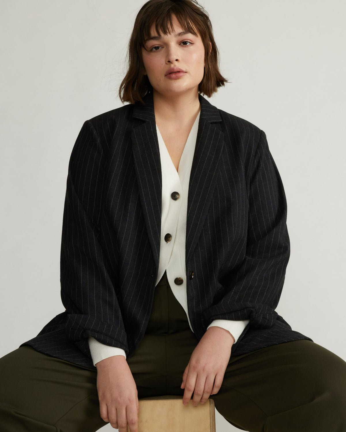 The Pinstripe Blazer - Graphite | Universal Standard