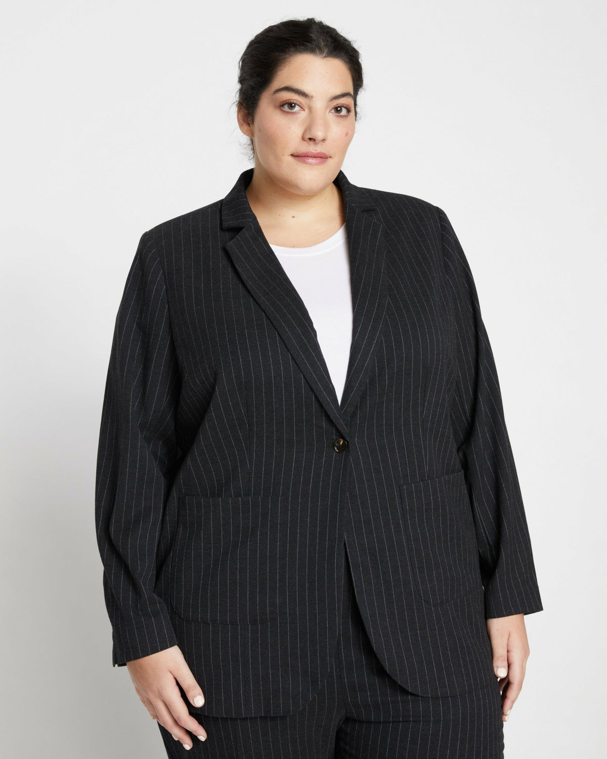 The Pinstripe Blazer - Graphite | Universal Standard