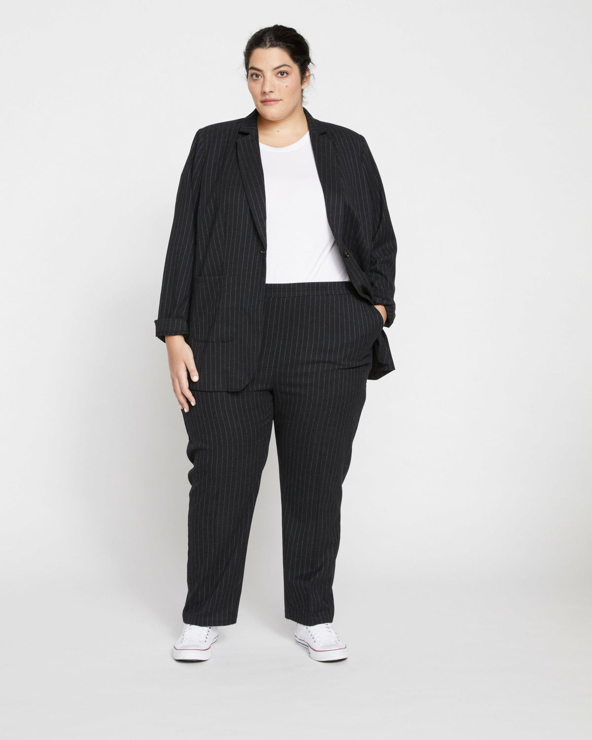 The Pinstripe Blazer - Graphite | Universal Standard