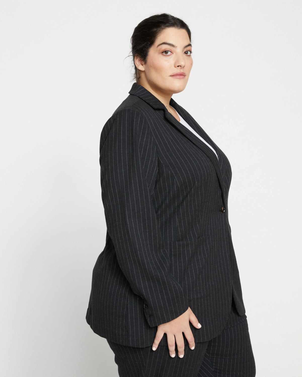 The Pinstripe Blazer - Graphite | Universal Standard