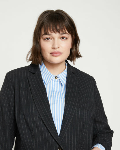 The Pinstripe Blazer - Graphite | Universal Standard