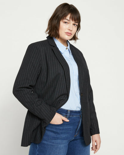 The Pinstripe Blazer - Graphite | Universal Standard