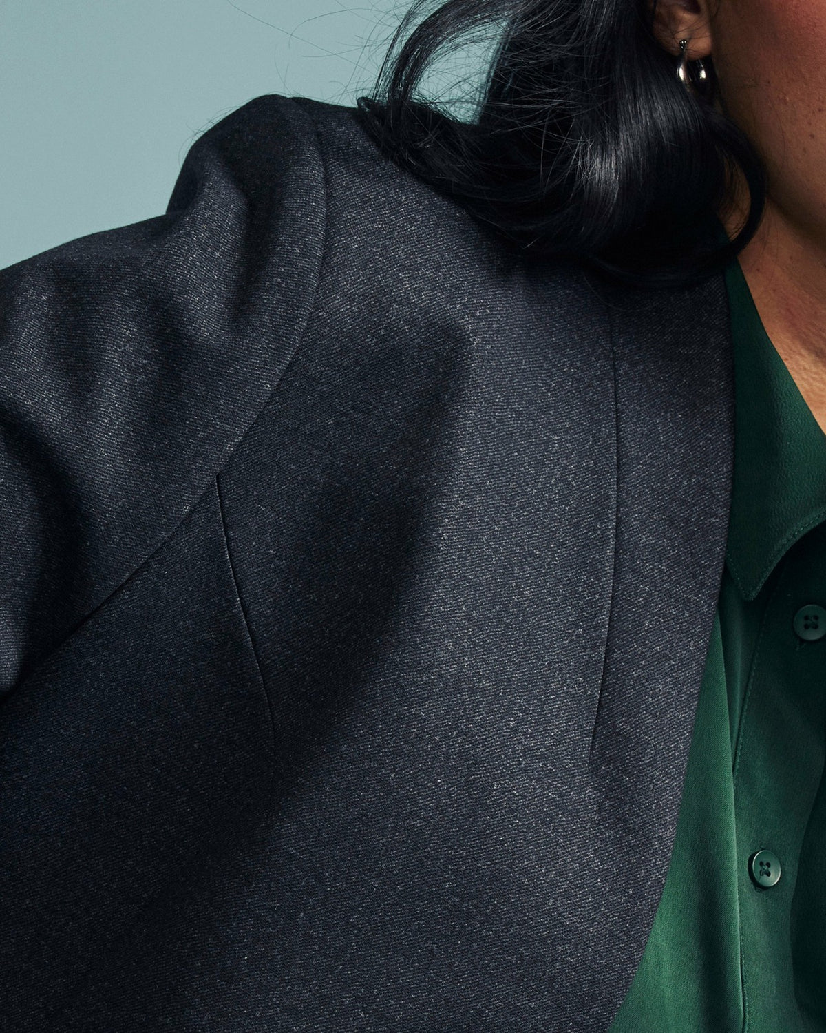 PowerPonte Denim Collarless Blazer - Charcoal | Universal Standard