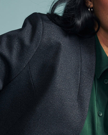 PowerPonte Denim Collarless Blazer - Charcoal | Universal Standard