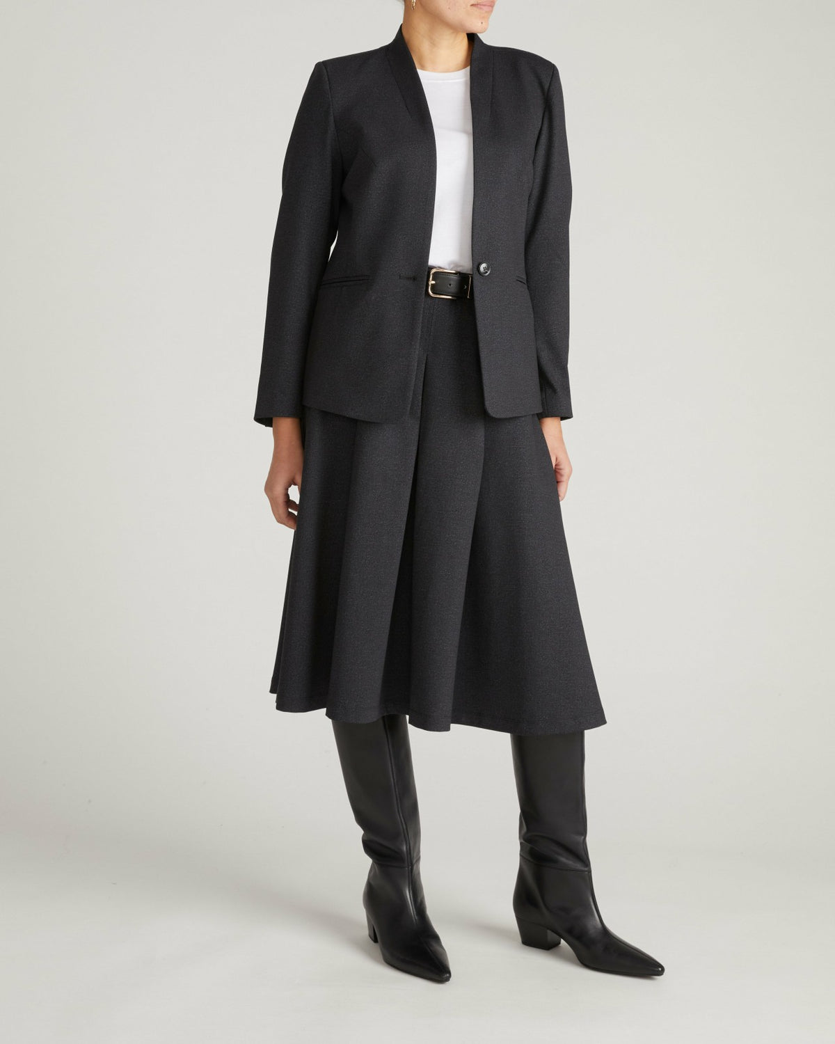PowerPonte Denim Collarless Blazer - Charcoal | Universal Standard
