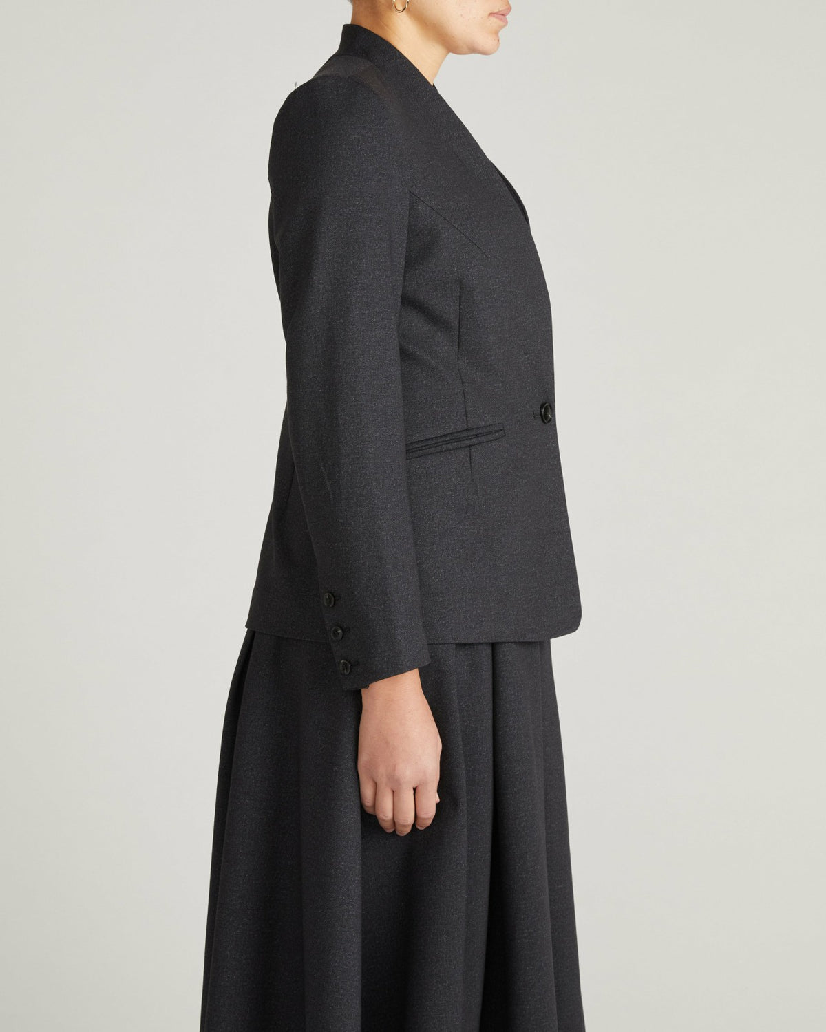 PowerPonte Denim Collarless Blazer - Charcoal | Universal Standard
