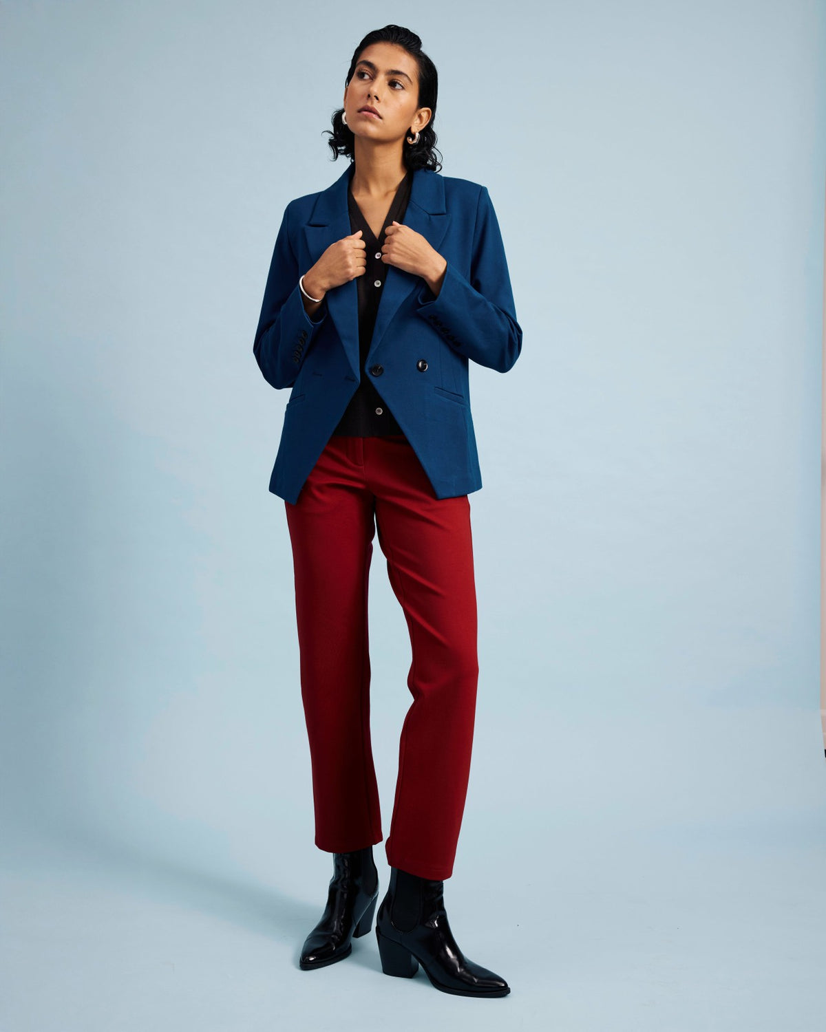 Bianca Double Breasted Ponte Blazer - Deep Teal | Universal Standard