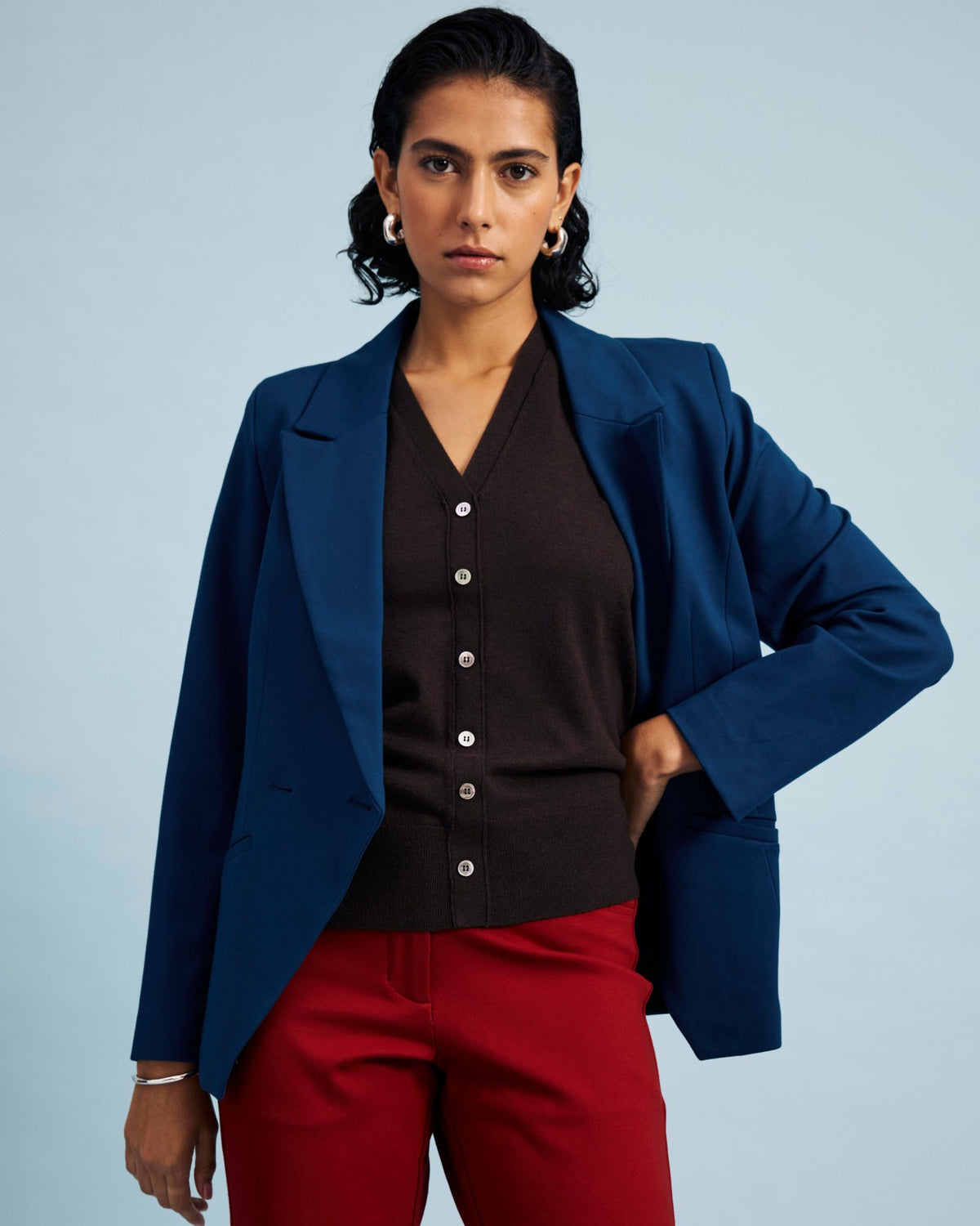 Bianca Double Breasted Ponte Blazer - Deep Teal | Universal Standard