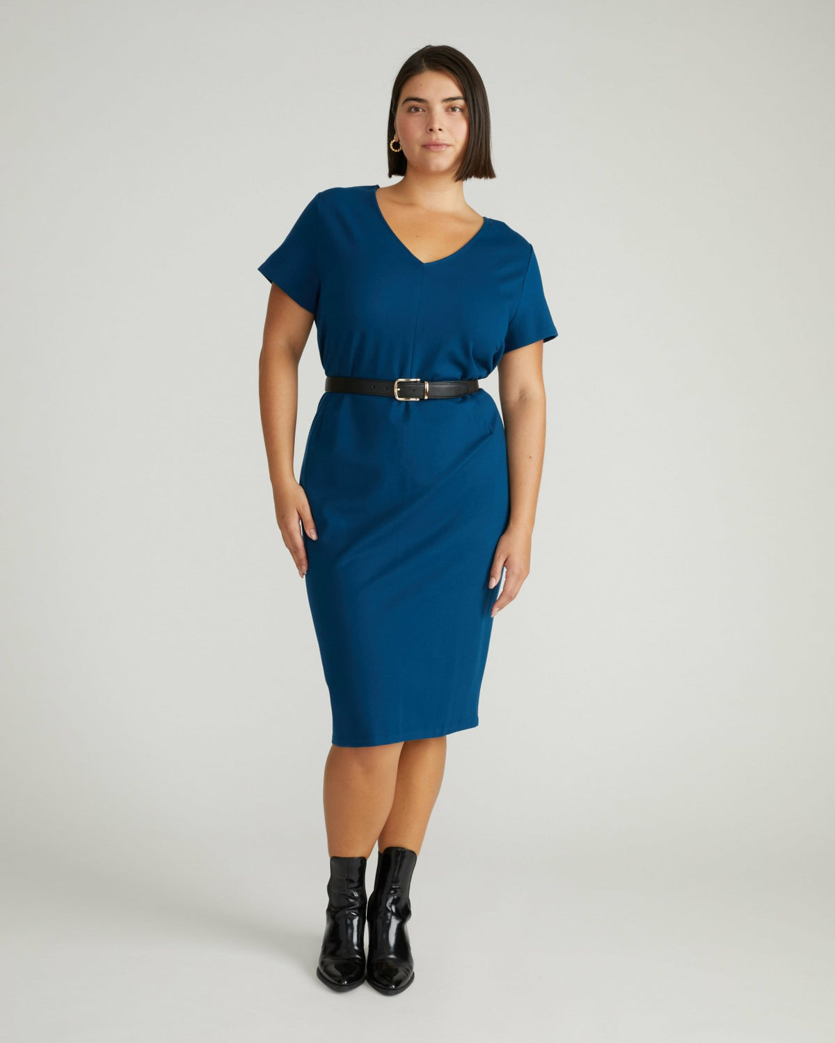 Executive V Neck Ponte Dress - Deep Teal | Universal Standard