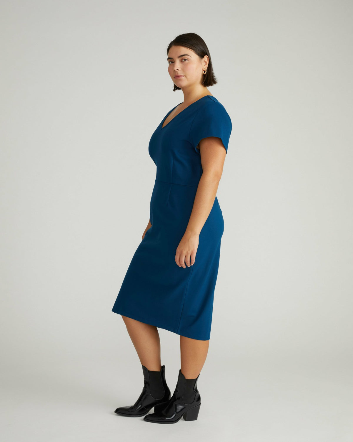 Executive V Neck Ponte Dress - Deep Teal | Universal Standard