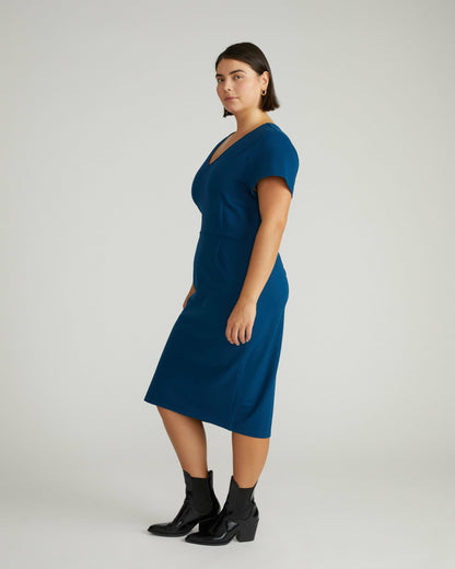 Executive V Neck Ponte Dress - Deep Teal | Universal Standard