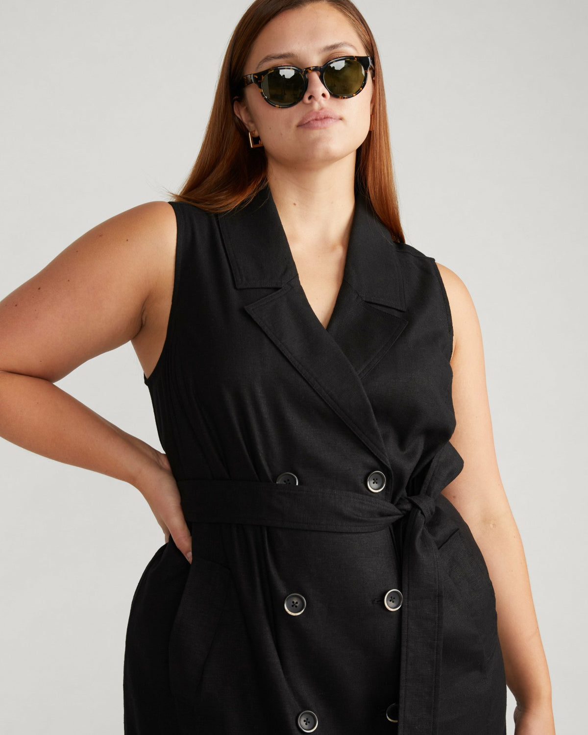 Hudson Linen Blend Trench Dress - Black | Universal Standard