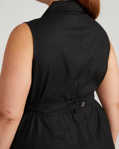Hudson Linen Blend Trench Dress - Black | Universal Standard