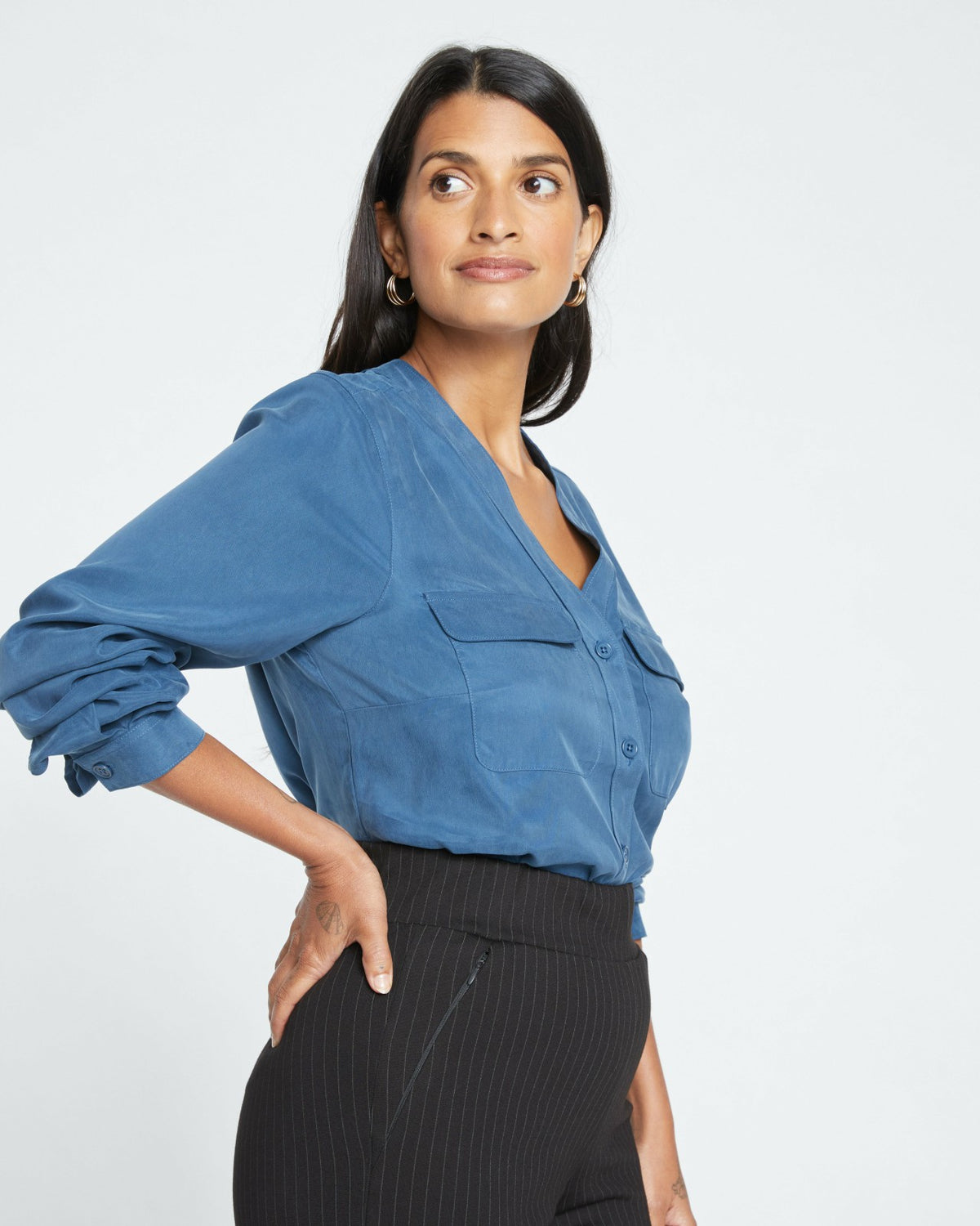 Smart Signature Ponte Pants - Slate Pinstripe | Universal Standard