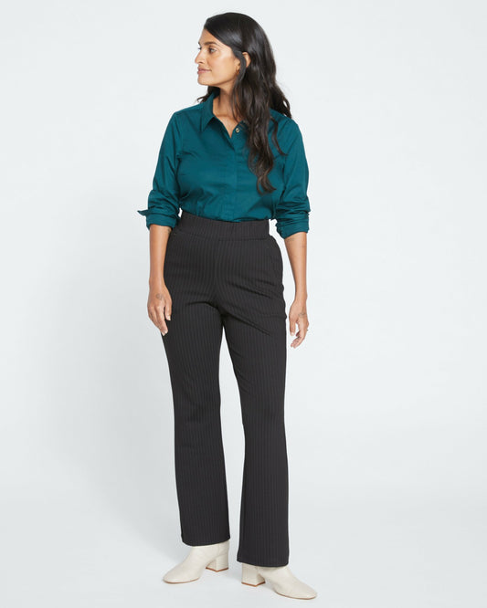 Pull On Bootcut Ponte Pants - Slate Pinstripe | Universal Standard