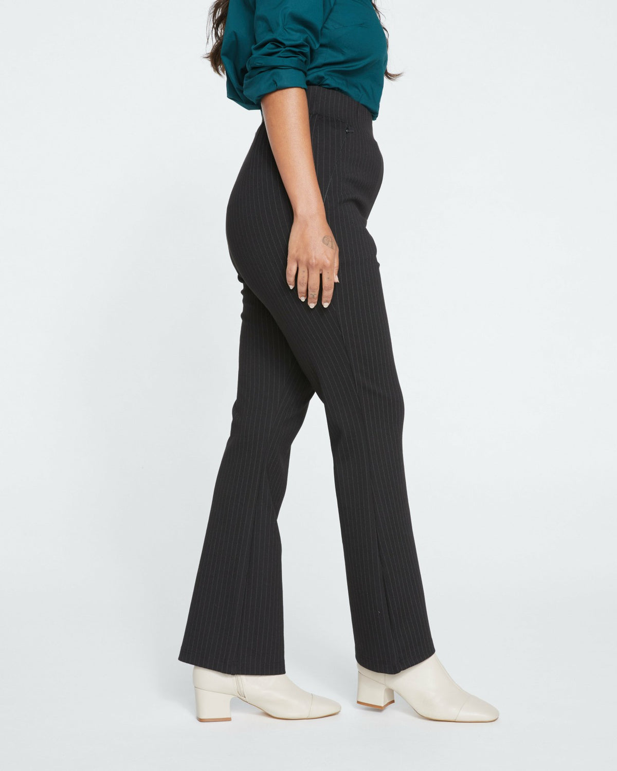 Pull On Bootcut Ponte Pants - Slate Pinstripe | Universal Standard