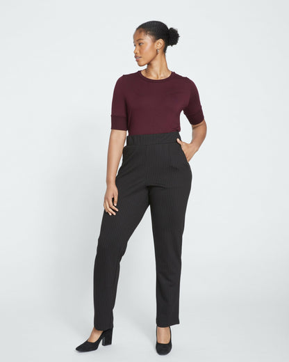 Smart Signature Ponte Pants Long - Slate Pinstripe | Universal Standard