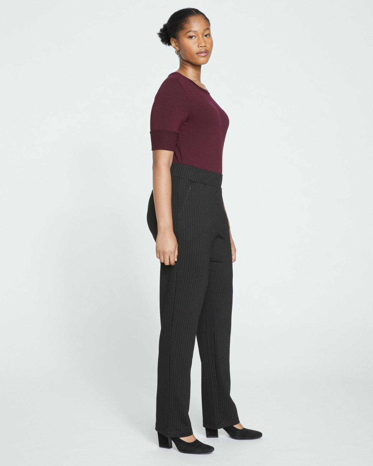 Smart Signature Ponte Pants Long - Slate Pinstripe | Universal Standard