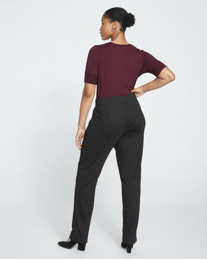 Smart Signature Ponte Pants Long - Slate Pinstripe | Universal Standard