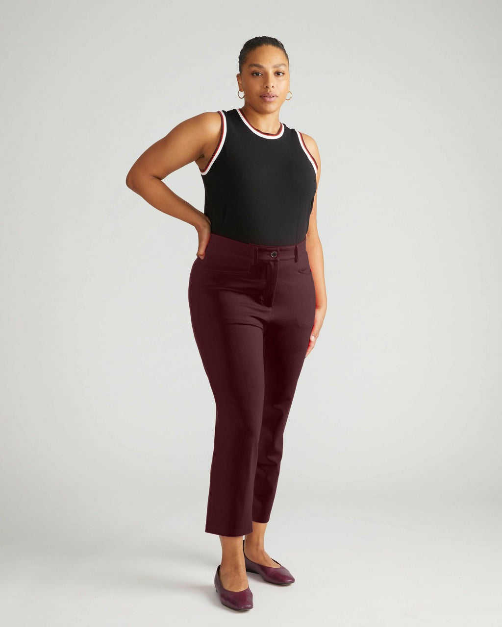 Long Cigarette Ponte Pants - Black Cherry | Universal Standard