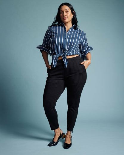 Moro Pocket Signature Ponte Pants - Slate Pinstripe | Universal Standard