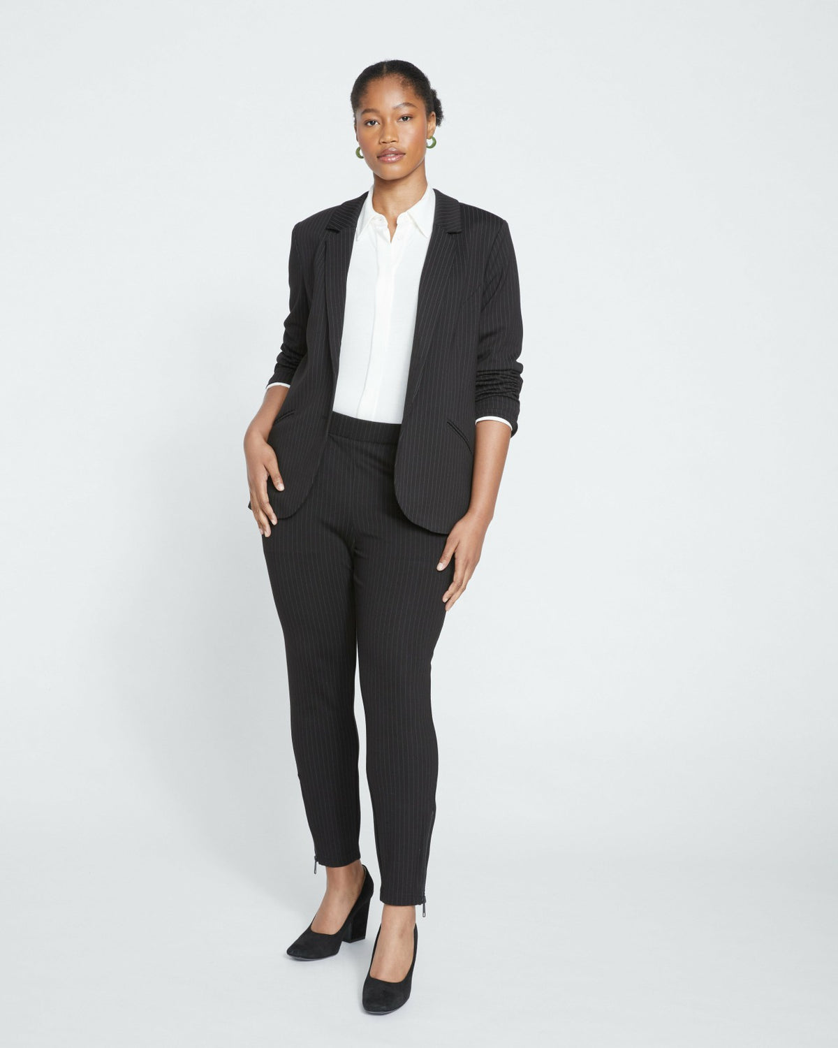 Moro Pocket Signature Ponte Pants - Slate Pinstripe | Universal Standard