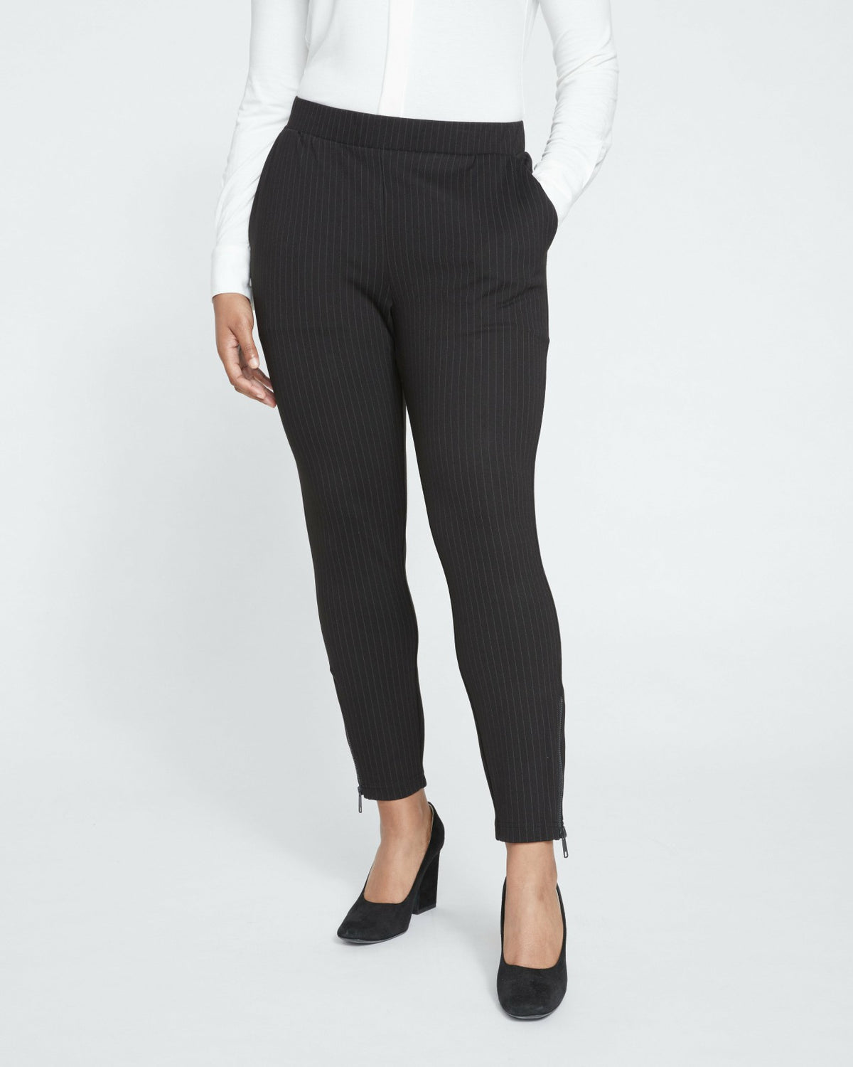 Moro Pocket Signature Ponte Pants - Slate Pinstripe | Universal Standard
