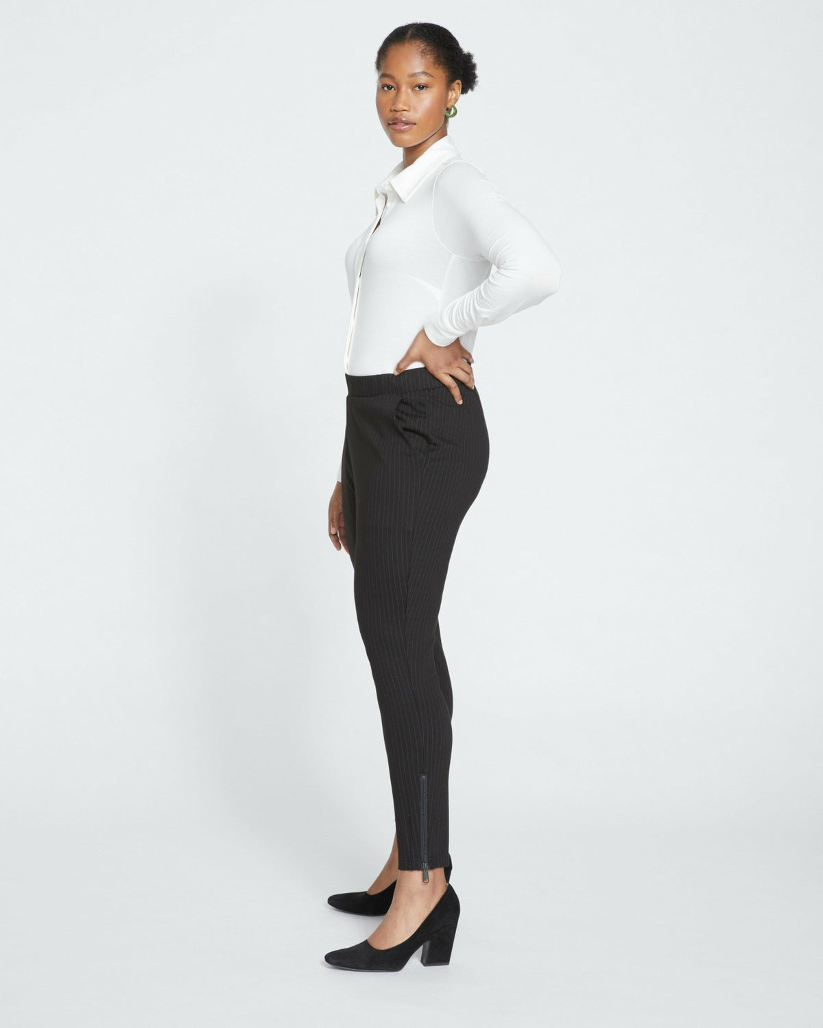 Moro Pocket Signature Ponte Pants - Slate Pinstripe | Universal Standard