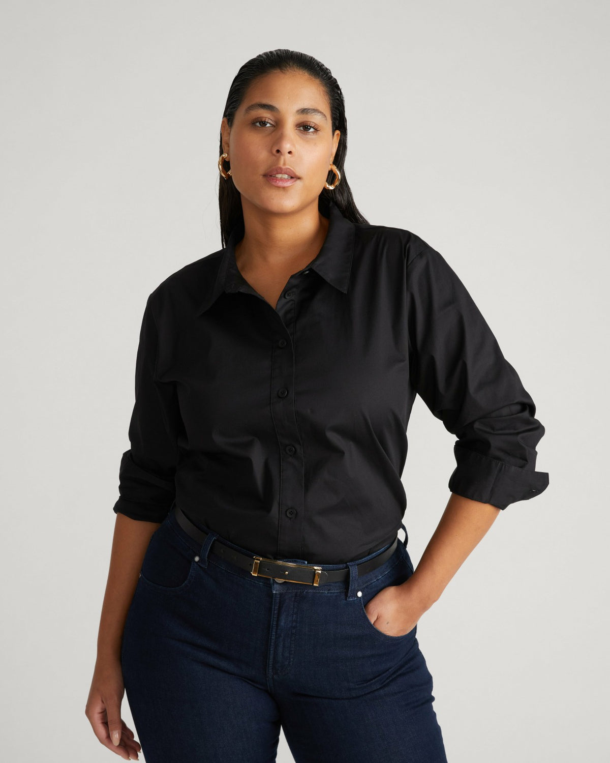 The Artist Poplin Shirt - Black | Universal Standard