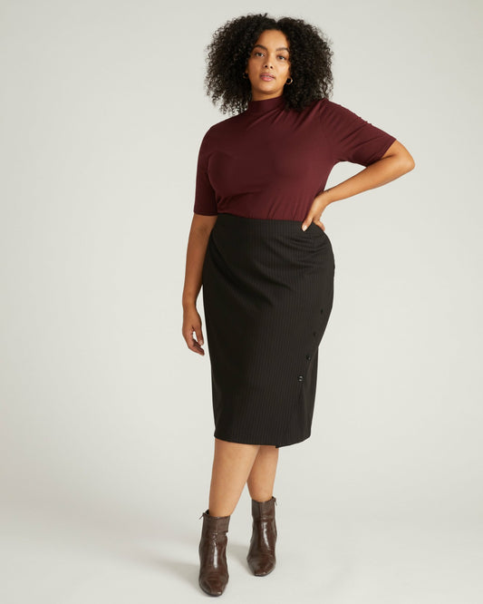 Anya Ponte Skirt - Slate Pinstripe | Universal Standard