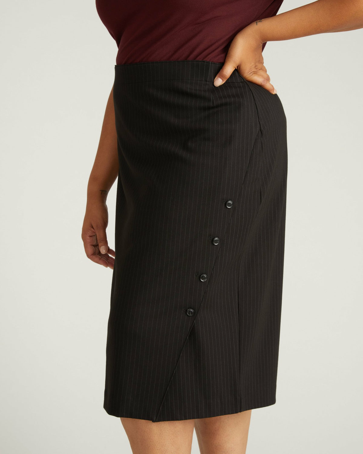Anya Ponte Skirt - Slate Pinstripe | Universal Standard