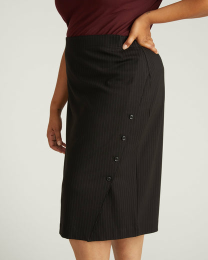 Anya Ponte Skirt - Slate Pinstripe | Universal Standard