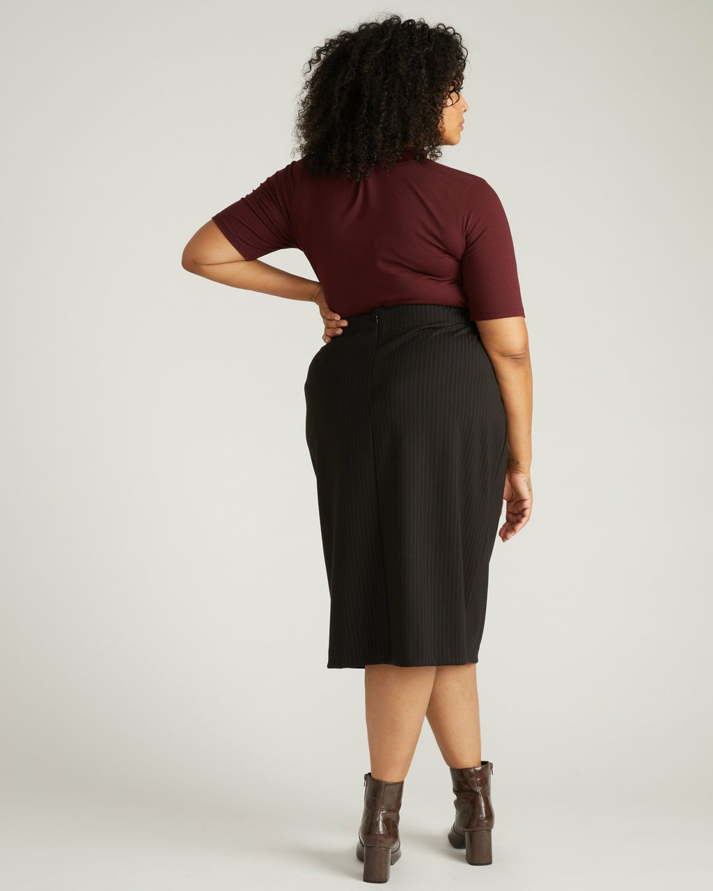 Anya Ponte Skirt - Slate Pinstripe | Universal Standard