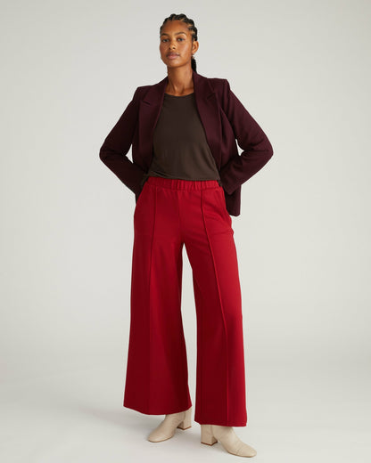 Pam Pintuck Wide Leg Ponte Pants - Garnet | Universal Standard