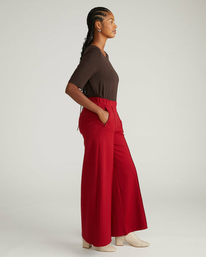 Pam Pintuck Wide Leg Ponte Pants - Garnet | Universal Standard