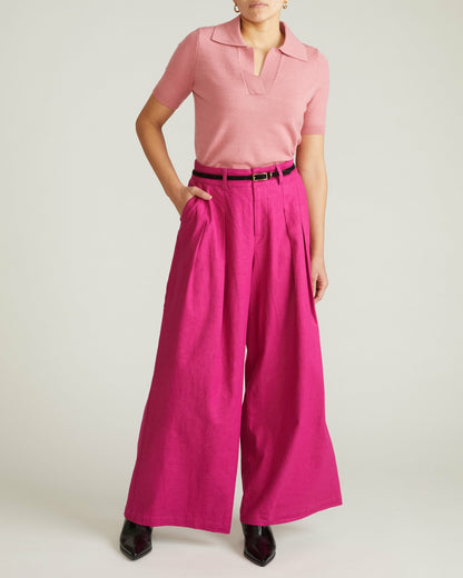 Palais Stretch Linen Blend Wide Leg Pant - Hyper Pink | Universal Standard