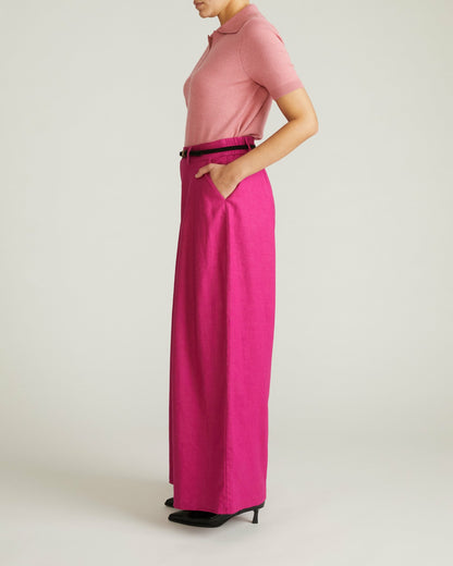 Palais Stretch Linen Blend Wide Leg Pant - Hyper Pink | Universal Standard