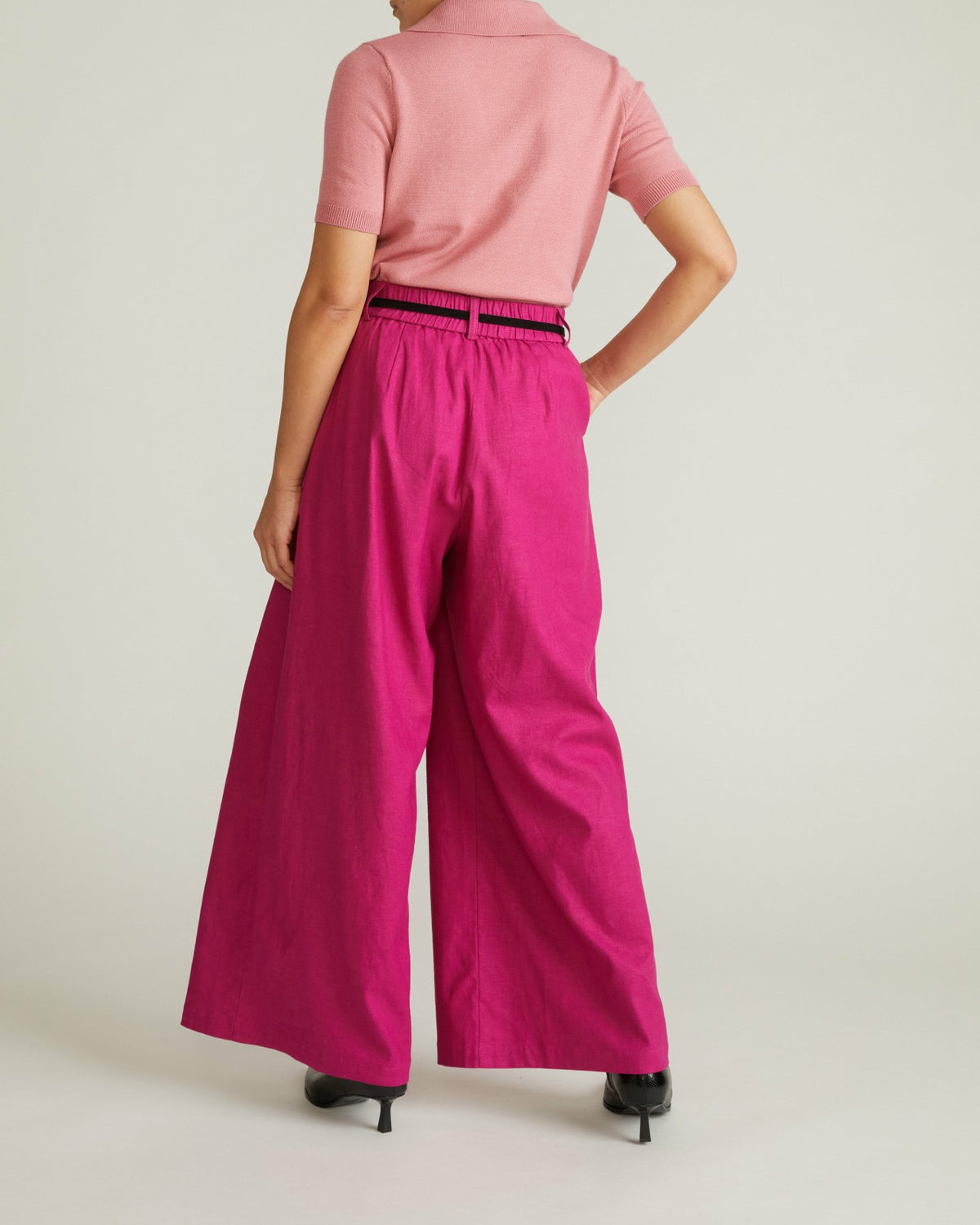 Palais Stretch Linen Blend Wide Leg Pant - Hyper Pink | Universal Standard