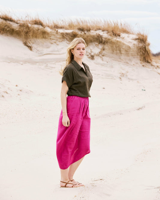 Geneva Linen Blend Skirt - Hyper Pink | Universal Standard