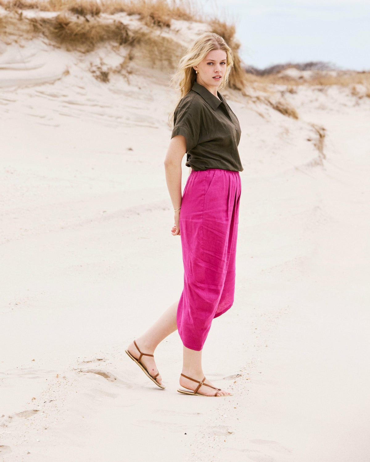 Geneva Linen Blend Skirt - Hyper Pink | Universal Standard