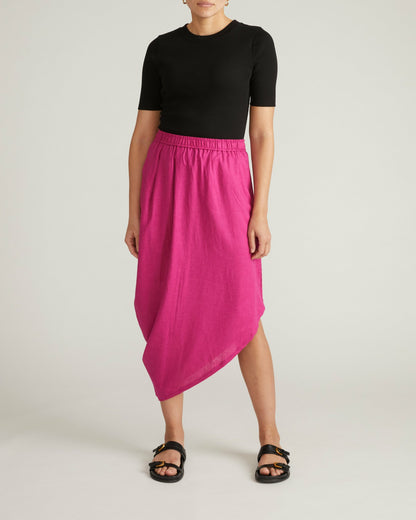 Geneva Linen Blend Skirt - Hyper Pink | Universal Standard