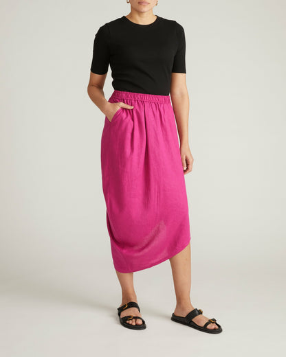 Geneva Linen Blend Skirt - Hyper Pink | Universal Standard