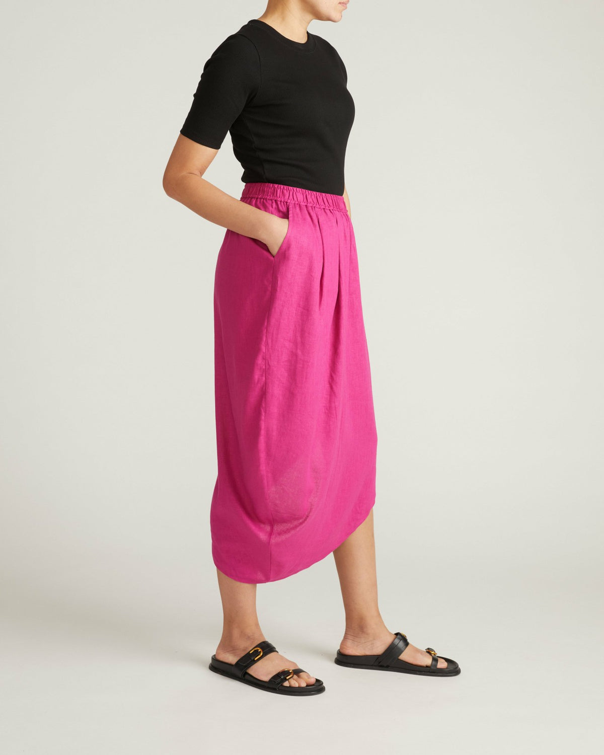 Geneva Linen Blend Skirt - Hyper Pink | Universal Standard