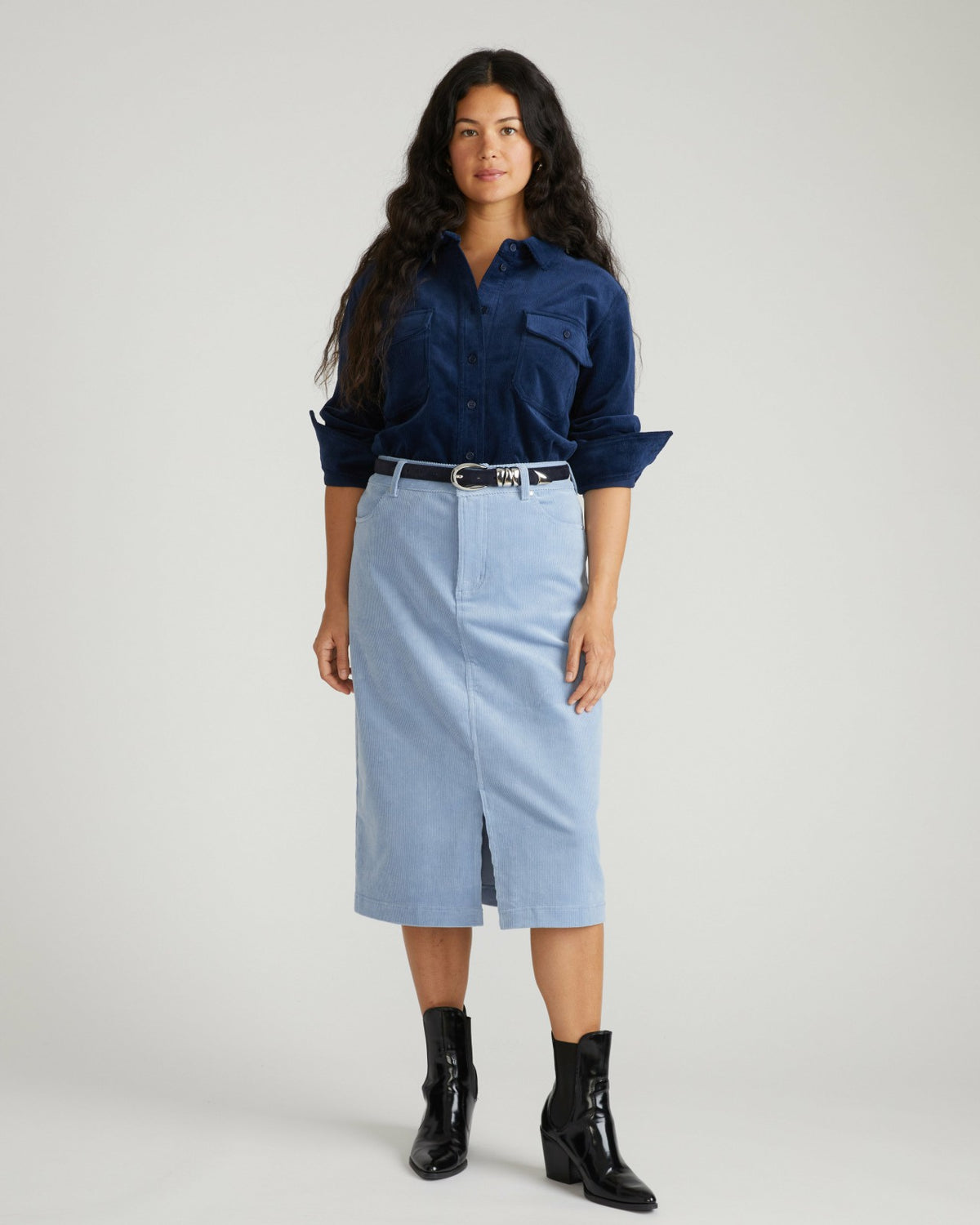 Suzi Corduroy Skirt - Washed Rain | Universal Standard