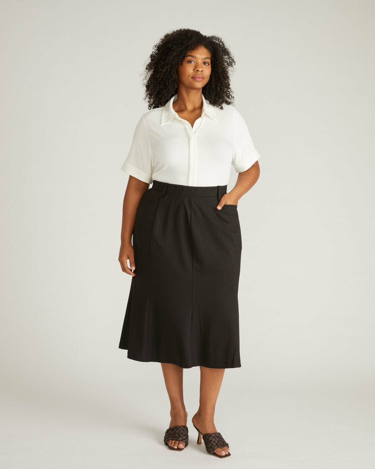Carla Ponte Skirt - Slate Pinstripe | Universal Standard