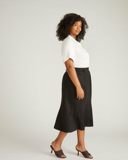 Carla Ponte Skirt - Slate Pinstripe | Universal Standard