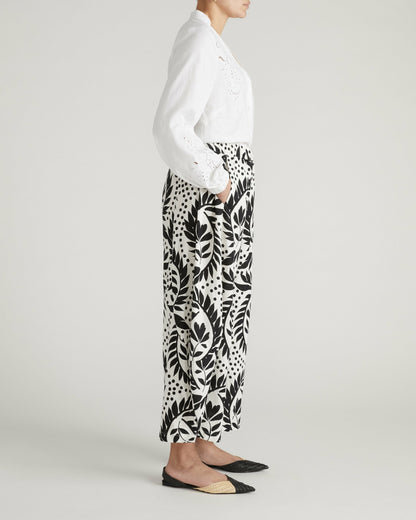 Cosma Barrel Leg Linen Blend Pants - Vine Print | Universal Standard